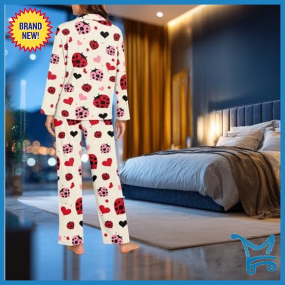 Soft 3-Piece Pajama Set with Bow Hair Band, Long Sleeve V-Neck Top & Pants - Picture 4 of 6